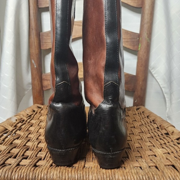 Joan & David Vintage Black Brown Womens Western Leather Boots 5.5 - Picture 4 of 9